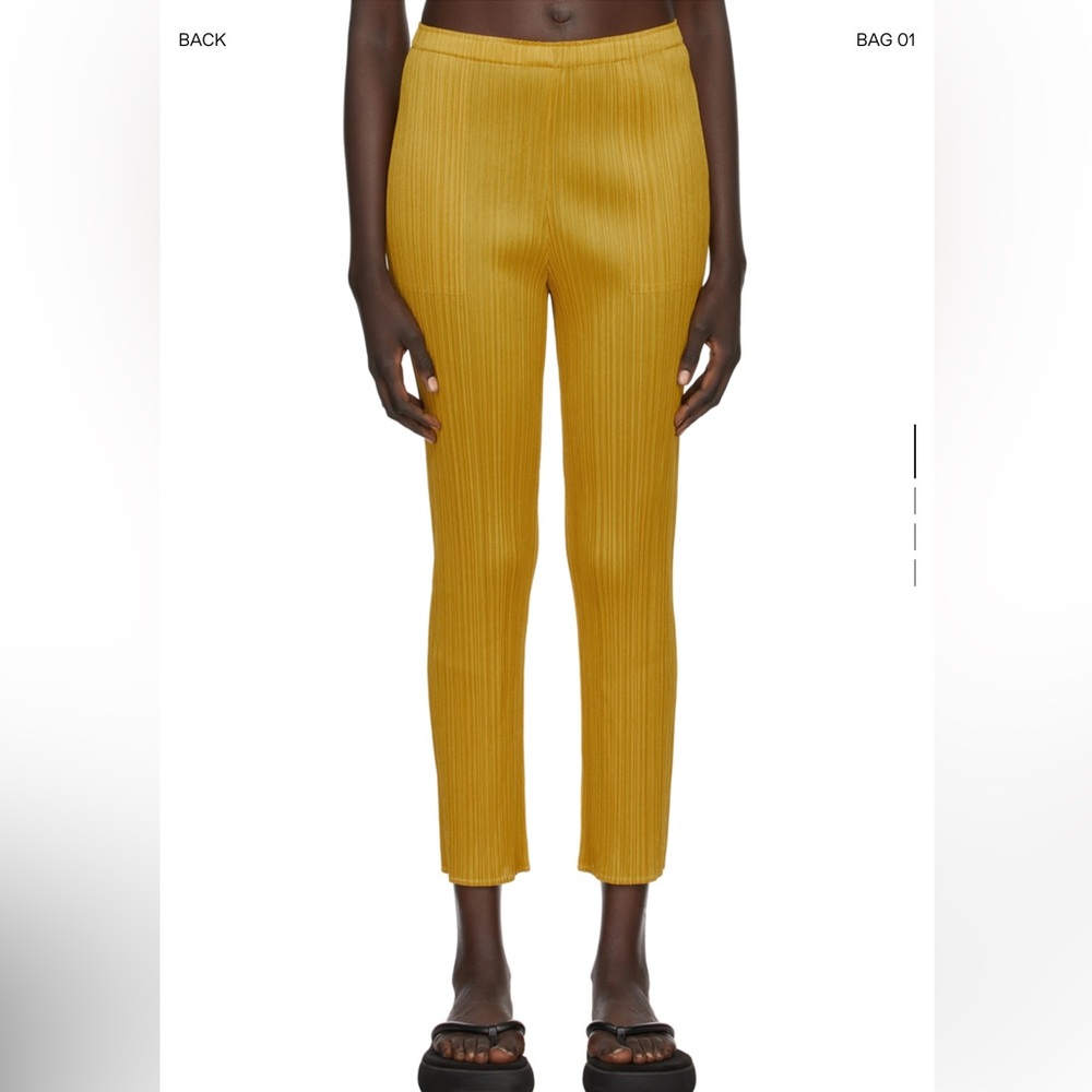 NWOT Pleats Please Issey Miyake Yellow Monthly Colors Pants, Size 1 (XS-S-M)